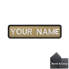 Patch Nom Personnalisé – Fond Sable et Ecriture Blanc – 10×2,5 cm – Hook & Loop