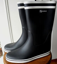 Bottes de pluie AIGLE 36 bleu marine blanc femme ou enfant  (mixte )