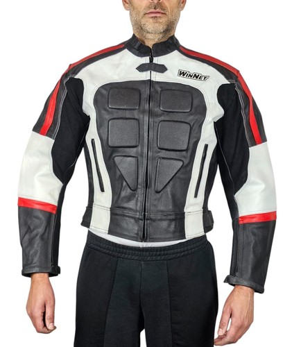 Veste moto cuir rouge - moto, en