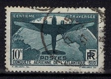 FRANCE YVERT 321 SCOTT # C 17 " AIRPLANE GLOBE SOUTH ATLANTIC 10F " USED VF Y082
