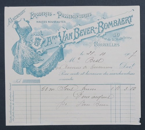 Facture bruxelles 1907 - bruxelles,