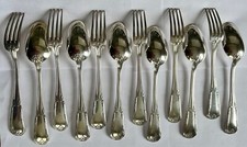 6 COUVERTS METAL ARGENTE BOULENGER FEUILLES D'ACANTHES st. LOUIS XVI L 21,5 cm