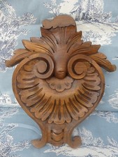 Ancien petit Fronton d'Armoire Shabby chic Blason Décoration porte , French Anti