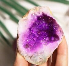 2X Pierres Agate Rose Violet Quartz Gemme De Cristaux Roches Naturelles Minérale