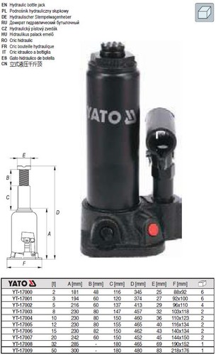 Yato cric hydraulique tige - yato,