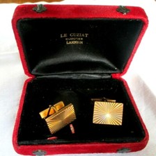 coffret boutons manchettes années 70/80 plaqué or bijou vintage cadeau homme