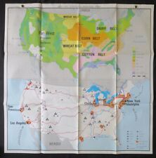 Carte géographie école ETATS-UNIS Agriculture Transport éditions ROSSIGNOL 