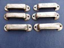 6 poignées coquille fer tiroirs meuble Atelier Bureau métier 10,5 cm