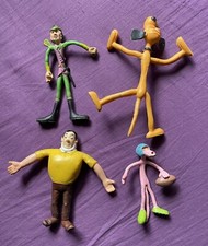 4 Figurines Flexible : Robin des Bois - Pluto Panthère Rose - Hong Kong 70s