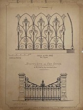 Planche architecte grille en fer forgé pour square, barrière en fer
