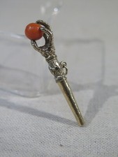 ANCIENNE GRANDE CLE MONTRE GOUSSET HOMME SERRE D'AIGLE BOULE CORAIL VERMEIL OR