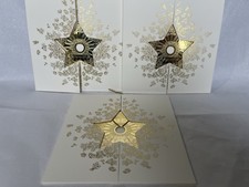 3 Étoiles DIOR Doré, déco Noël, avec enveloppes, Neuves Gift Vip Carte de vœux !