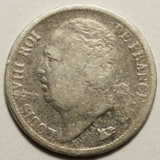 LOUIS XVIII : RARE 1/2 FRANC