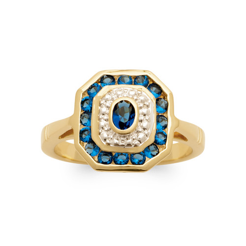 Bague pavé saphir plaqué - bague, or
