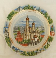 Assiette porcelaine, décor de palais Russe, porcelaine Russe