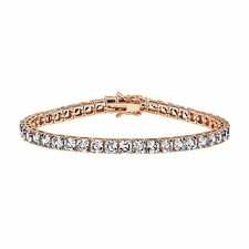 Brillant Asscher Coupe Imitation Diamant 14K Plaqué or Rose Tennis Bracelet