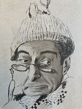 Beau Dessin Portrait Antonio Clemente Toto 1950 Grimace Comique Italie Italien