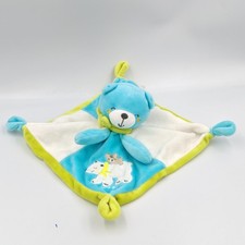 Doudou plat ours blanc bleu