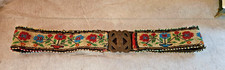 ANCIENNE CEINTURE PERLEE  MOTIF FLORAL TISSAGE MAIN ORIGINE BULGARIE LES BALKANS
