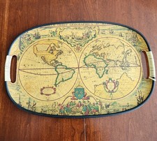 Plateau de service Everbright Japon Carte du Monde décor Baroque 45x30cm Vintage