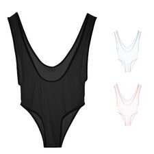 Body justaucorps homme noir blanc rose transparent sous vêtement respirant doux