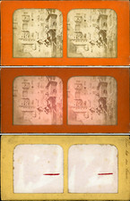 Stéréo, Egypte, une rue au Caire vintage stéréo card tissue, carte jour et nuit