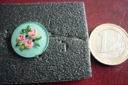 Bouton verre peint fleurs - bouton,