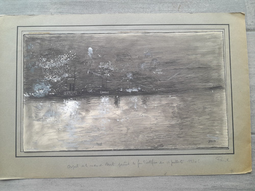Dessin ancien vue port de - dessin,