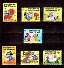 ZY1021 MALDIVES 7 T neufs. B.D, Mickey Mouse,Pluto,Donald Duck,Goufy