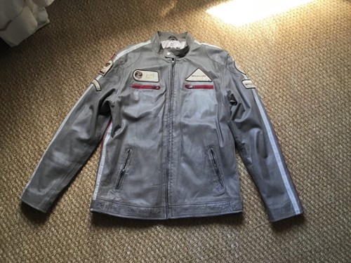 Blouson moto cuir gris - moto,