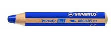 [880/405-3] STABILO Lot de 3 Crayons WOODY 3 en 1 Extra large Bleu Outremer