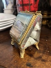 Ancienne boite coffret à bijoux verre biseauté fin XIXème siècle Maison Carrée