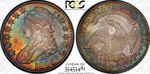 1826 capped bust half dollar - capped,