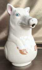 Vintage pichet cochon rose en faience Saint Clément carafe apéritif