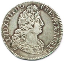 1/2 Ecu aux 8 L de louis XIV du 2nd type 1704 A (Paris)