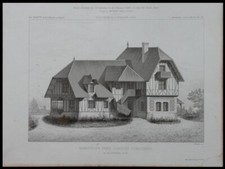 VILLA NORMANDE, ENVIRONS DE CABOURG - 2 GRAVURES 1881 - LAVEZZARI
