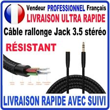 Câble rallonge audio JACK 3.5 mâle vers femelle Stéréo NYLON TRESSÉ RÉSISTANT