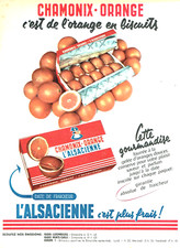 Publicité Advertising 08 24  1957   l'Alsacienne  biscuits  Chamonix- Orange