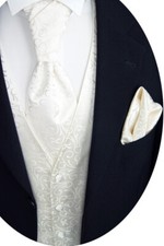 Beytnur Gilet Cravate Pochette de Mariage, Cravate N°30.4 Taille 44-62 & 90-114