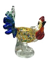 Coq en verre soufflé Murano – Sculpture multicolore