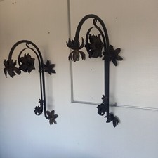 ancienne grande paire d'appliques d'extérieur en fer forgé lanterne H 90 cm