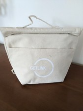 Sac transport repas lunch bag bento tote bag isotherme en toile de jute ecru neu