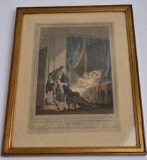 LE MATIN  D'après Pierre Antoine BAUDOUIN Gravure Couleur encadrée sous verre