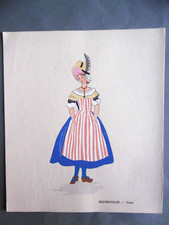 BOURBONNAIS VICHY planche au POCHOIR / Aline KEIM costume régional 1930 Mode
