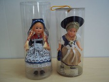 Vintage Schneider Trachten Souvenir Dolls in Cases - Bayern, Germany - Excellent