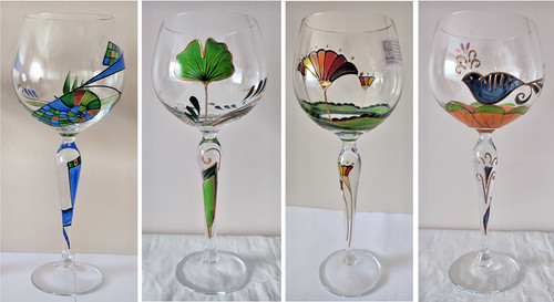 Verres bourgogne peints 8 - à, peints.8