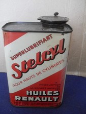 BIDON ANCIEN HUILE  garage "   HUILES  RENAULT  Stelcyl  " haut cyl   ANNÉES  30