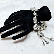 Bracelet Vintage Style Ethnique Fantasia Sud Perles Étain Argenté Breliques...