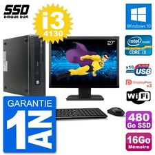 PC HP EliteDesk 800 G1 Ecran 27" Core i3-4130 RAM 16Go SSD 480Go Windows 10 Wifi