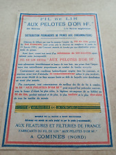 "Aux pelotes d'or" 1931 Nord Comines textiles crise des années 1930 fil de lin